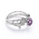 thumbnail image 3 of JeenMata Anillo de Bodas Solitario con Hoja y Enredadera Amatista Violeta de Talla Redonda de 0,5 TCW; Baño de Oro Blanco de 18 K sobre Plata, 3 of 6