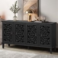 thumbnail image 4 of Black Sideboard,Black Buffet Cabinet with Storage,Vintage Sideboard Buffet,Credenza for Dining Room,Accent Cabinet with Hollow Carved Doors,TV Stand 65 Inch, 4 of 6