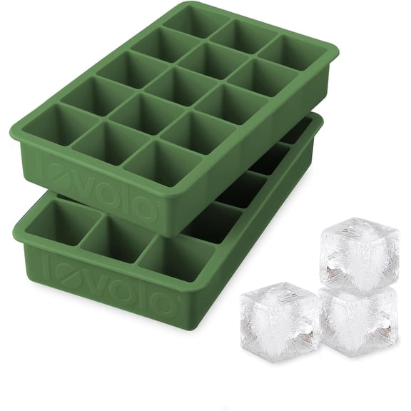 Tovolo Ice Mold Freezer Tray of 1.25" Cubes for Whiskey Bourbon, Spirits & Liquor, BPA free Silicone, Fade Resistant, Set of 2, Pesto