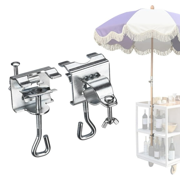LAGarden 2 Pack Portable Deck Umbrella Mount Clamp Stand Holder for Outdoor Balcony Railing Bench Fence Mobile Cart