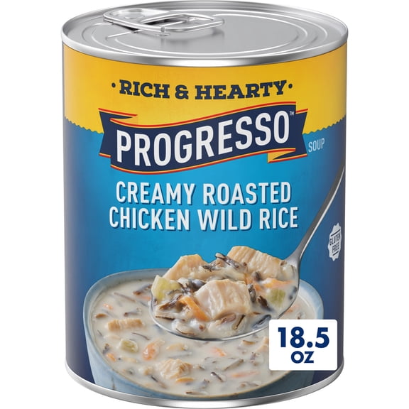 Progresso Rich & Hearty, Creamy Roasted Chicken Wild Rice Canned Soup, Gluten Free, 18.5 oz.