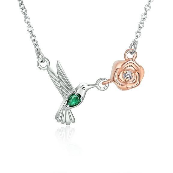 Birthstone Hummingbird Rose Urn Pendant Memory Necklace for Cremation Ashes Holder Memorial Jewelry