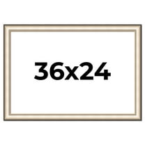 36x24 Frame Gold Silver Plein Aire 2" Inch Wide Moulding Solid Wood Picture Frame | Modena