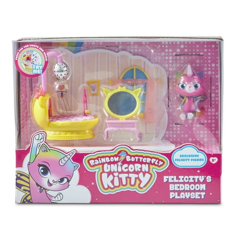 Rainbow Butterfly Unicorn Kitty - Felicity's Bedroom Play Set