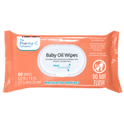 The Pharma-C Company Baby Oil Wipes. (60 Wipes) Enriched with Almond and Sunflower Oils, Aloe and Vitamin E.