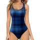 thumbnail image 1 of Gibobby Traje de baño sexy de una pieza Mono sin mangas con tiras y control ajustado para mujer(Azul,M), 1 of 4
