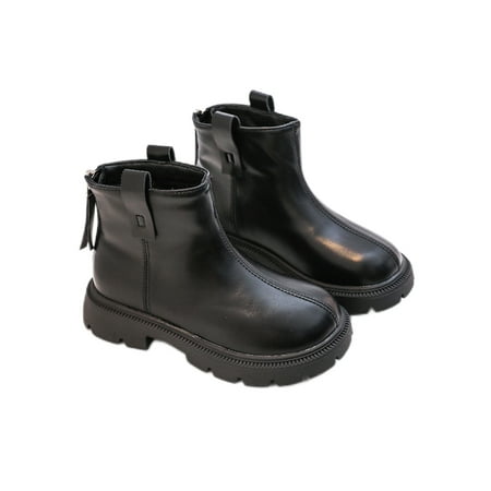 

Lacyhop Kids Outdoor Comfort Dress Boot Breathable Lace Up Short Booties Lightweight Platform Heel Boots Black 11C