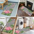 thumbnail image 6 of Summer Ocean Pink Surfboard Washable Runner Rugs 2'x6', Beach Slippers Flower Palm Leaf Black Plaid Low Pile Throw Entryway Rug Non-Slip Sturdy Edge Binding Carpet for Indoor Bedside Entrance Bedside, 6 of 9