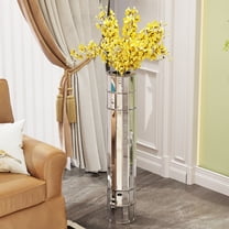 YINGYING 36.02" Tall Floor Vase, Octagonal Decorative Mirror Vases, Glass Vases for Artificial Plants and Pampas Grass