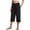 7# Black, variant on Cotton Capri Pants for Women Loose Fit Straight Pull On Leg Drawstring Elastic Waist Cropped Pant Casual Summer Linen Clothes Blue S