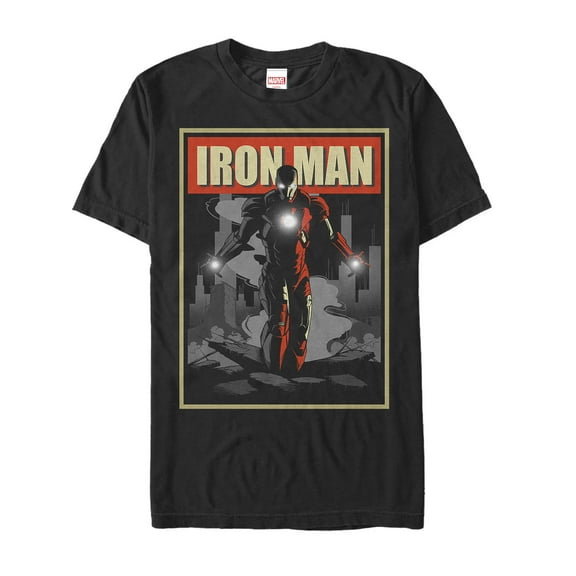 Men's Marvel Iron Man Shadow Poster  Graphic Tee Black 3X Large