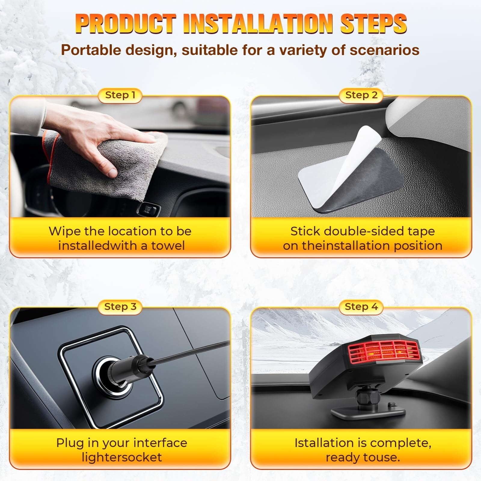 Portable 12 Volt Car Heaters For Vehicle, 2 In 1 Fast Heating Car Heater That Plugs Into Cigarette Lighter, Car Windshield Defroster Demister For Cars, SUV