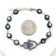 thumbnail image 7 of Uloveido Stainless Steel Evil Eye Chain Bracelet Cubic Zirconia Hamsa Hand Fatima Blue Eye Bracelets Adjustabl (Y3981-white black), 7 of 7