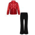 thumbnail image 1 of Hansber Tenue de Danse Moderne Jazz Latin pour Garçons Chemises à Sequins Scintillants avec Pantalons Évasés Rouge 8, 1 of 5