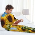 thumbnail image 6 of Susaid Sky Golden Sunflower Field B Print Men's Long Sleeve Pajama Set, Two-Piece Button-Down Loungewear PJs Set, Comfortable Sleepwear for Relaxation-Medium, 6 of 7