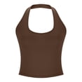 thumbnail image 6 of Womens Crew Neck Halter Tank Top Padded Ribbed Cropped Tank Trendy Backless Slim Fitted Basic Workout Cami Tops, 6 of 6