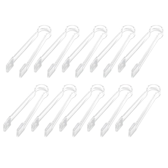HomeLife 10Pcs Ice Clamp Plastic Buffet Serving Tongs Clear Kitchen Tongs Mini Utensil for Food Ice Salad Barbecue Cookies 6.3 Inches Saw-shaped Design Tongs