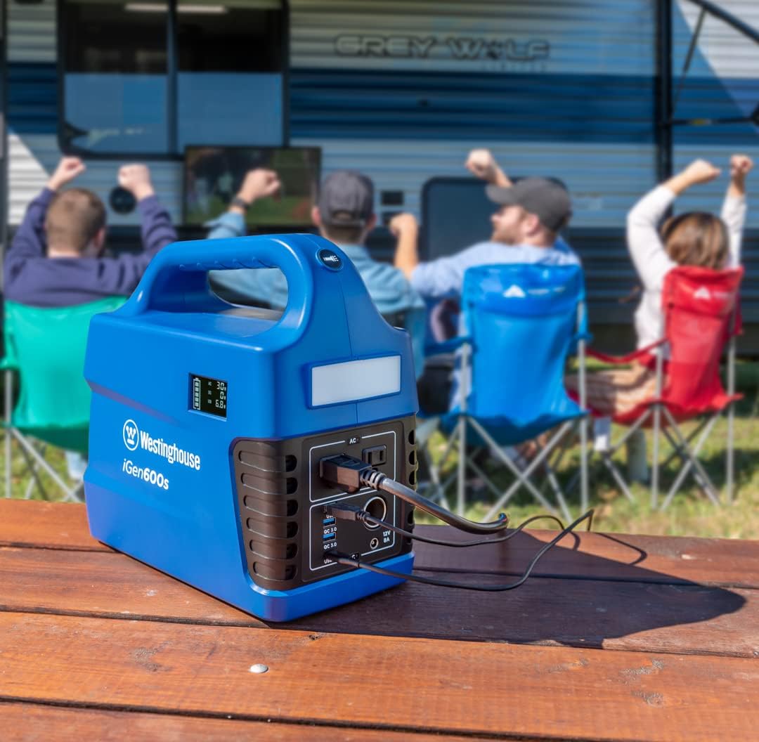 Westinghouse 592Wh 1200 Peak Watt Portable Power Station and Solar Generator, Pure Sine Wave AC Outlet, Backup Lithium Battery For Camping, Home, Travel, Indoor/Outdoor Use (Solar Panel Not Included) 592 Watt Hours