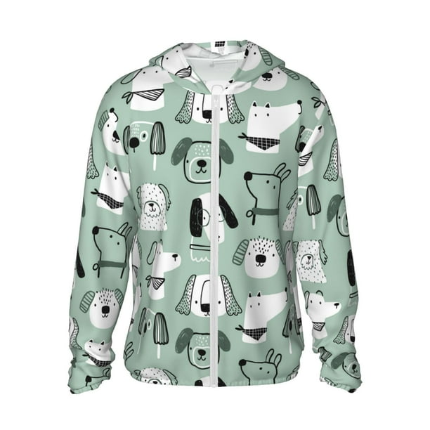 Fotbe Puppy Chaqueta con Protección Solar UPF 50+ para Hombre y Mujer, Camisa con Capucha y Bolsillos-Small