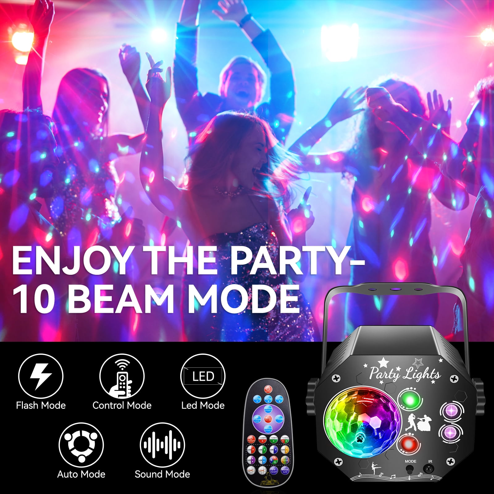 Mini Stage Effect Light,  UV LED Projector Disco Light, 64 Patterns DJ Strobe Light  for Bar Wedding Birthday Halloween Home Party Decor