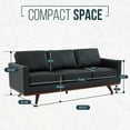 thumbnail image 6 of Leisuremod Chester Modern Leather 3 Seater Sofa With Birch Wood Base Mid Century Living Room Couch (Black), 6 of 12