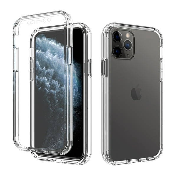 iPhone 11 Pro Max Case, Full Body Clear Bumper Protection Case [with Screen Protector] Hybrid Back Silicone Rubber TPU Bumper Gradient Phone Case for Apple iPhone 11 Pro Max - Clear