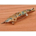 thumbnail image 5 of Synthetic Peridot Green Rhinestone Crystal Insect Grasshopper Locust Leaf Big Pin Brooch, Gold, 5 of 5