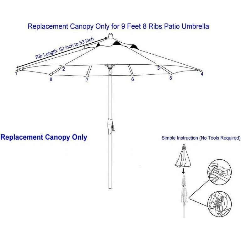 fade resistant patio umbrella replacement canopy 9ft 8 ribs 9 ft Rib Yellow free way to breathe new life into your patio umbrella 9ft Market Patio Umbrella Canopy