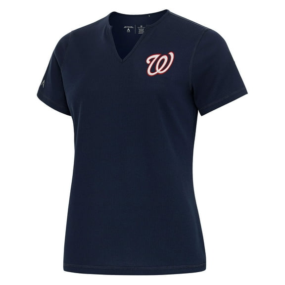Women's Antigua  Navy Washington Nationals Notch Neck T-Shirt