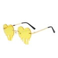 thumbnail image 7 of Melting Heart Sunglasses for Women Men, Rimless Irregular Metal Sun Glasses, Dripping Heart Shape Colorful Bling Eyewear for Party, Prom, UV Protection Glasses Lunettes de Soleil Eyewear, Red, 7 of 7