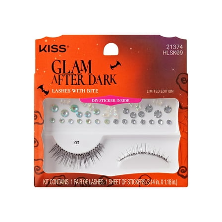 KISS Halloween False Eyelashes, ‘Style #03’, 10mm, Natural Volume, 1 Pair KISS Lashes