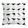 thumbnail image 1 of Dinosaur Throw Pillow Cushion Cover, Collection of Different Dinosaurs Silhouettes with Their Names Evolution Wildlife, Decorative Square Accent Pillow Case, 16 X 16 Inches, Black White, by Ambesonne, 1 of 2