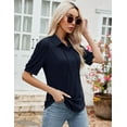 thumbnail image 6 of ZHENWEI Women's V Neck Short Sleeve Polo Shirts Button Down Collared Tops Loose Casual Tunic Blouses, 6 of 7