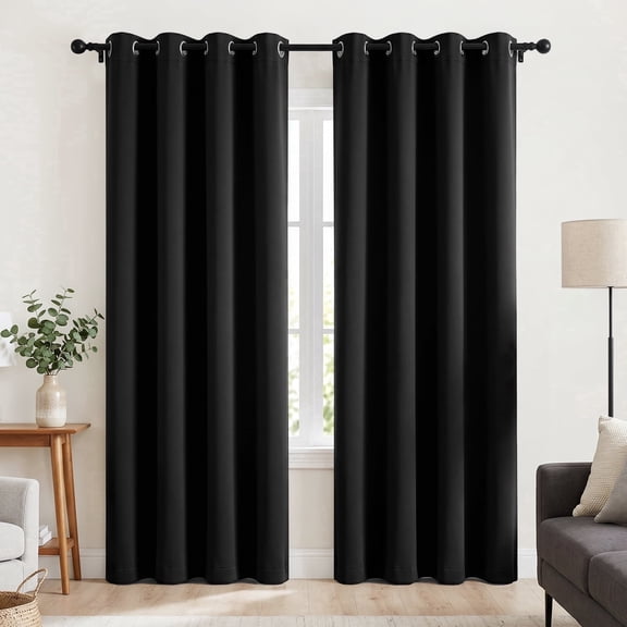 Blackout Curtains 52 x 84 inch, Thermal Insulated Black Curtains Set of 2 Panels, Noise Reduce Room Darkening Drapes for Bedroom, Living Room, Privacy Protection & Energy Saving