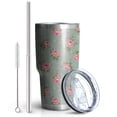 thumbnail image 2 of 30oz Pioneer Flower Floral Print Pattern Tumbler, Double Wall Vacuum Insulated Cup, BPA-Free Leak Proof Lid & Reusable Straws, Hot 12h, Cold 34h, 2 of 6