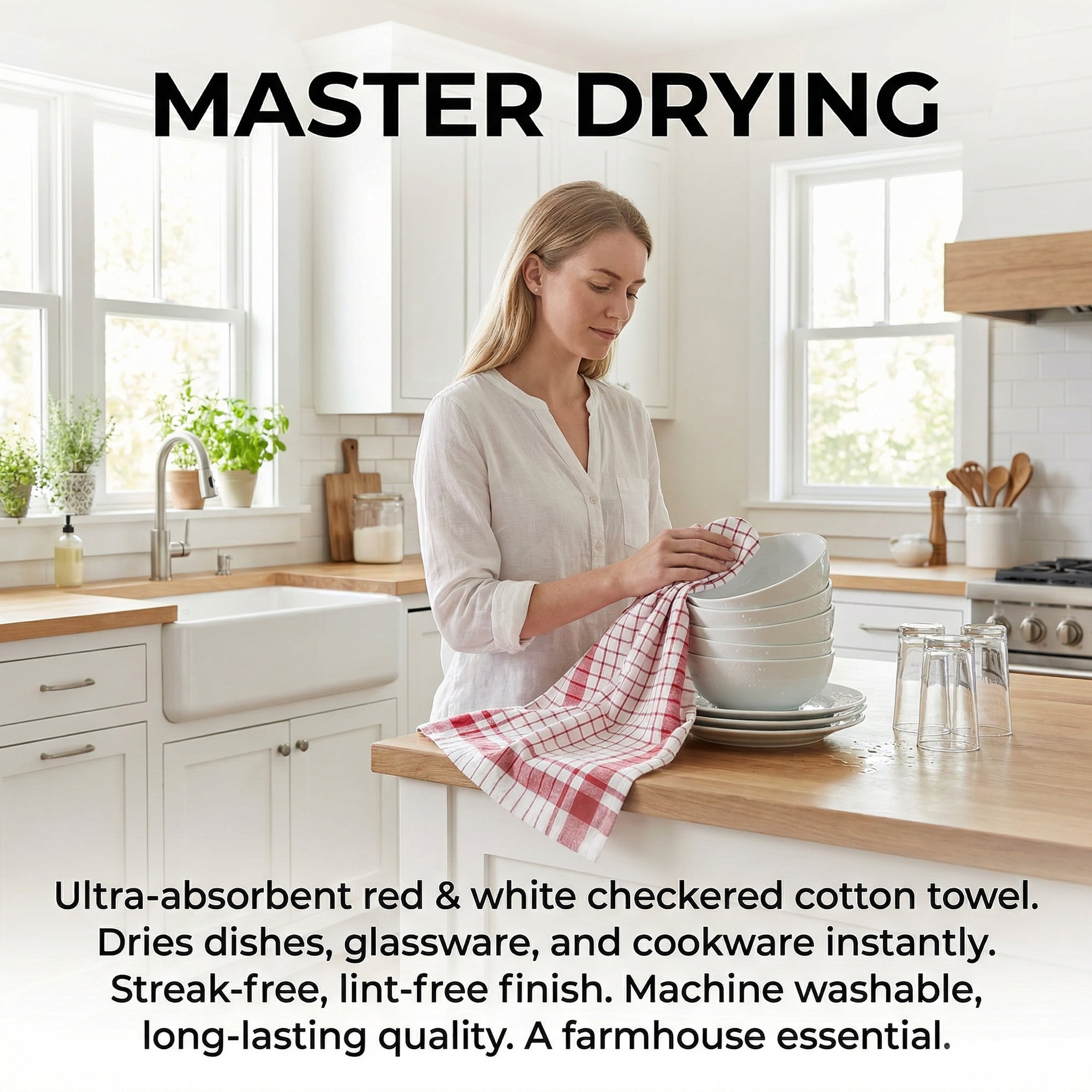 Unique Bargains 2Pcs Plaid Absorbent Quick-Drying Kitchen Towels Red 28" x 16"