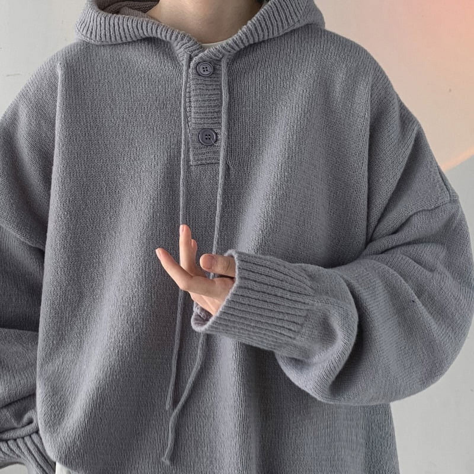 ★韓国の人気★【87MM】★[Mmlg] MELANGE KNIT HOOD ZIPU.P★ GZhLonKiMa Men Pullover Hoodie Korean Style Classic Solid