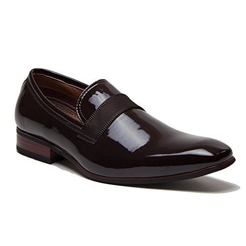 Ferro Aldo Men's 19531P Leather Slip On Tuxedo Dress Shoes Loafers, Brown, 12 - Walmart.com