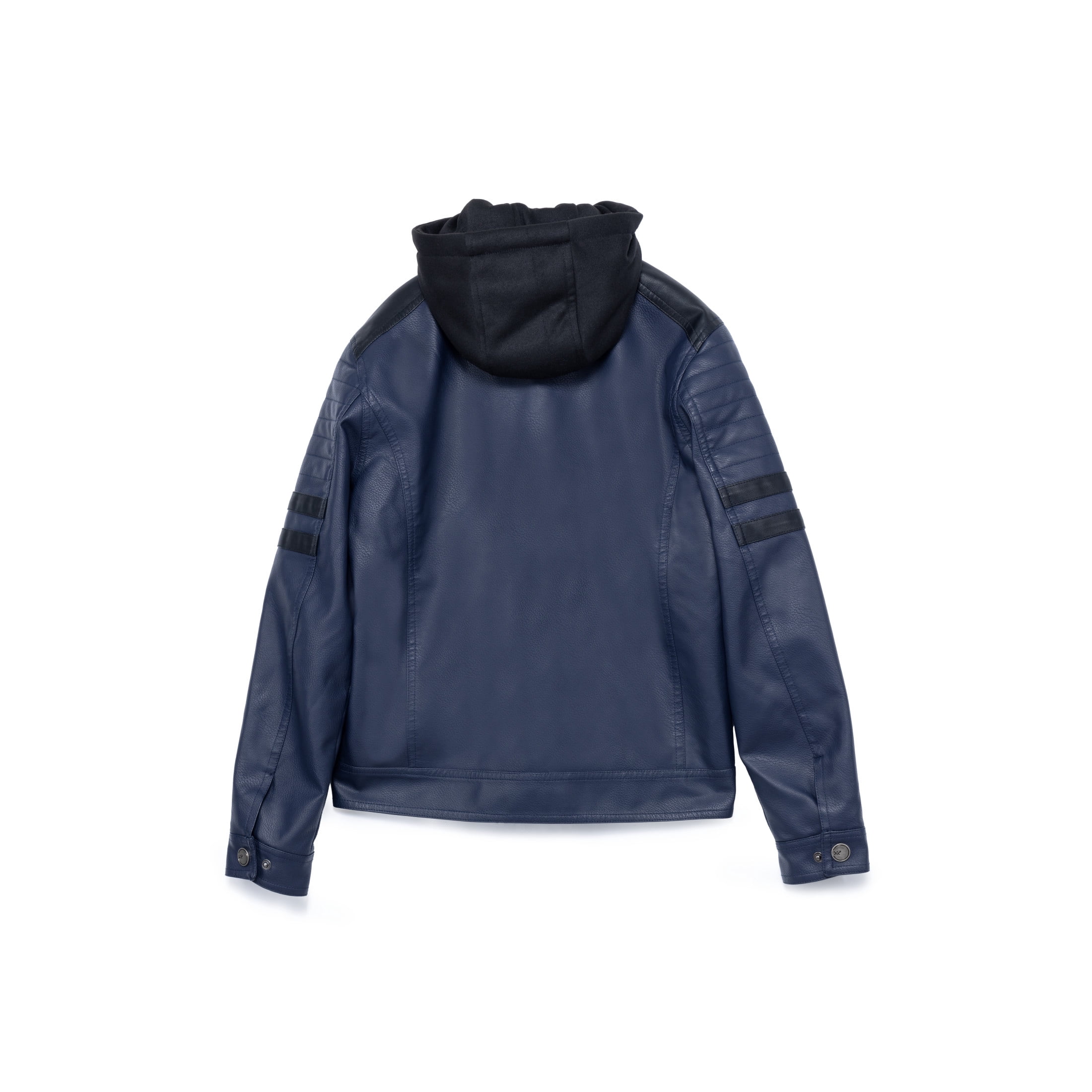 X RAY Teen Faux Leather Jacket for Fall & Winter (S - XL), Kids Outerwear Coat, Motorcycle PU Leather Jacket for Boys, Navy/Black, XL