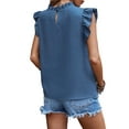 thumbnail image 2 of Women's Ruffle Short Sleeve Pleated Crew Neck Top Pullover, 2 of 6