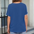 thumbnail image 6 of Women's Textured V Neck Short Sleeve T Shirt Tee Top Loose Relaxed Fit Breathable Lightweight Summer Casual Vacation Fashion | CSEONE,Blue XL, 6 of 9