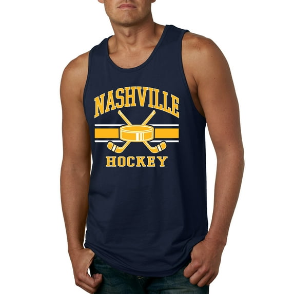 Wild Bobby City of Nashville Hockey Fantasy Fan Sports Men's Tank Top, Navy, Medium