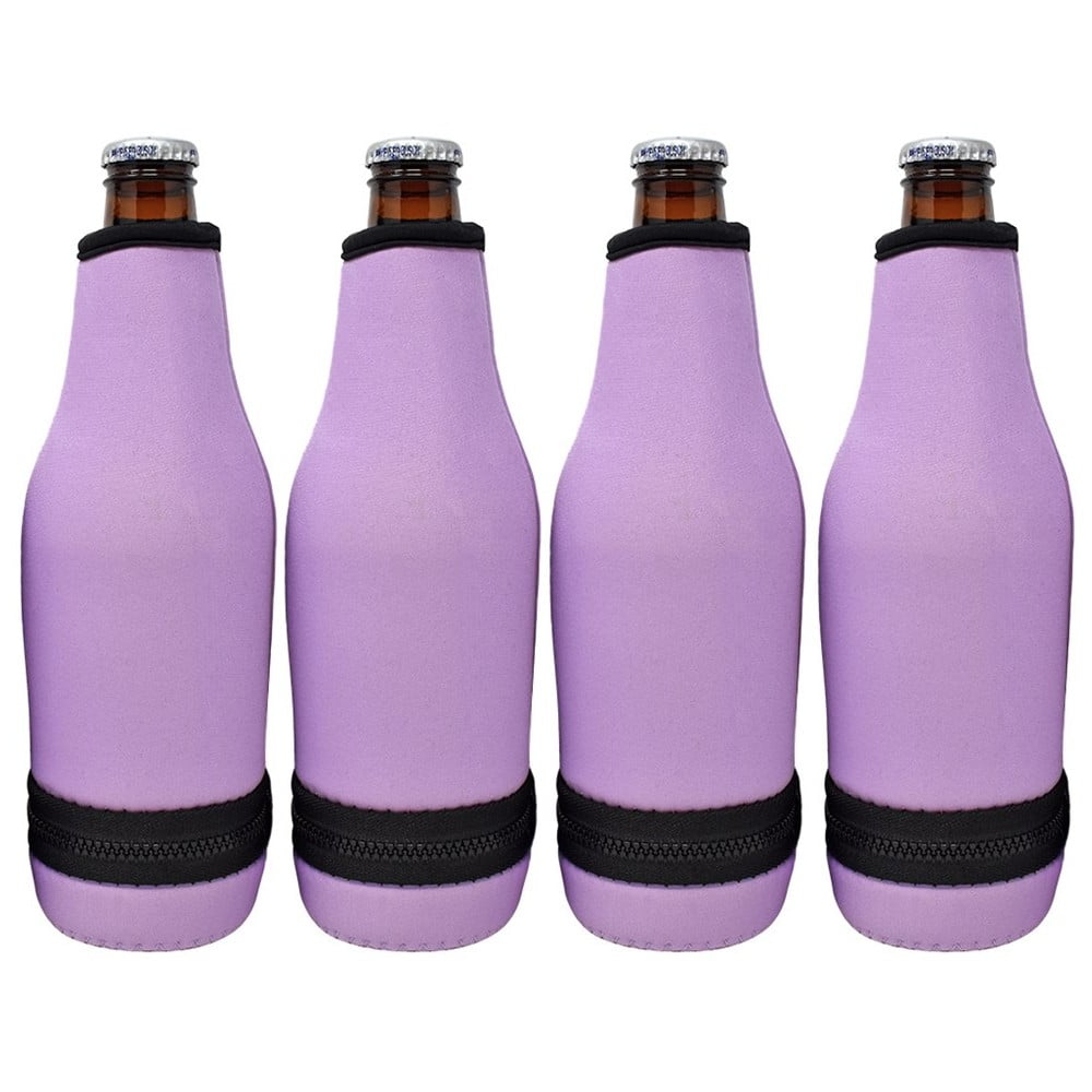 Easy-On Bottom Zipper TahoeBay 12 Beer Bottle Sleeves Multicolor, 12 Extra Thick Neoprene Blank Drink Cooler 