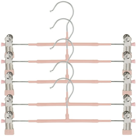 5 Pcs Double Clip Skirt and Pants Hangers with Clips, Space Saving Clothes Hanger for Jeans, Coats, PVC