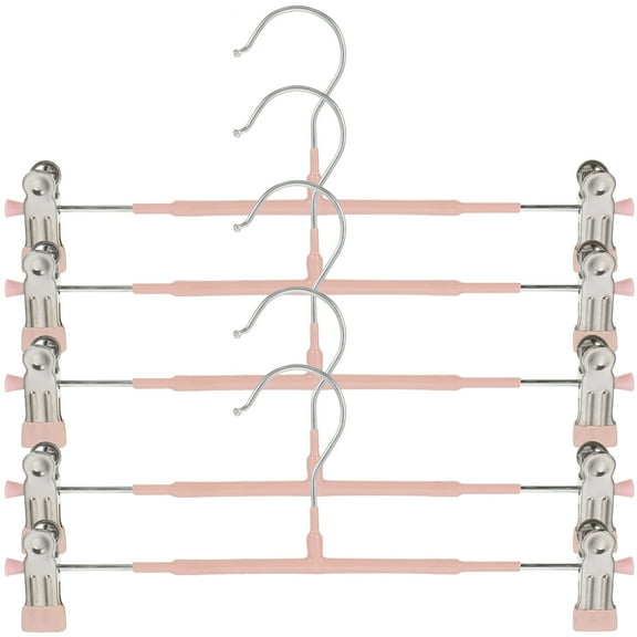 5 Pcs Double Clip Skirt and Pants Hangers with Clips, Space Saving Clothes Hanger for Jeans, Coats, PVC