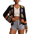 thumbnail image 1 of Cárdigans florales de ganchillo for mujer, cárdigan bohemio con abertura frontal, suéter, Tops de manga larga, moda Primavera Verano, 1 of 5
