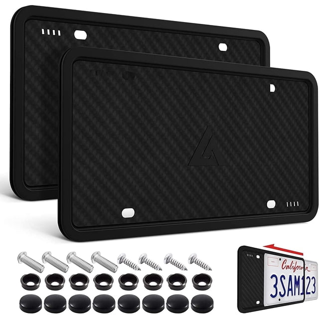 Aujen Cubierta para matrícula – Se adapta a todas las placas de matrícula estándar de 6.0 x 12.0 in, accesorio fresco para coche que se fija a marcos para cualquier coche/camioneta/sedán/SUV/RV – 1 pa