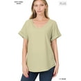 thumbnail image 4 of Zenana Plus Size V-Neck Heavy Dobby Boat Neck Rolled Short Sleeve Blouse Top, 4 of 4