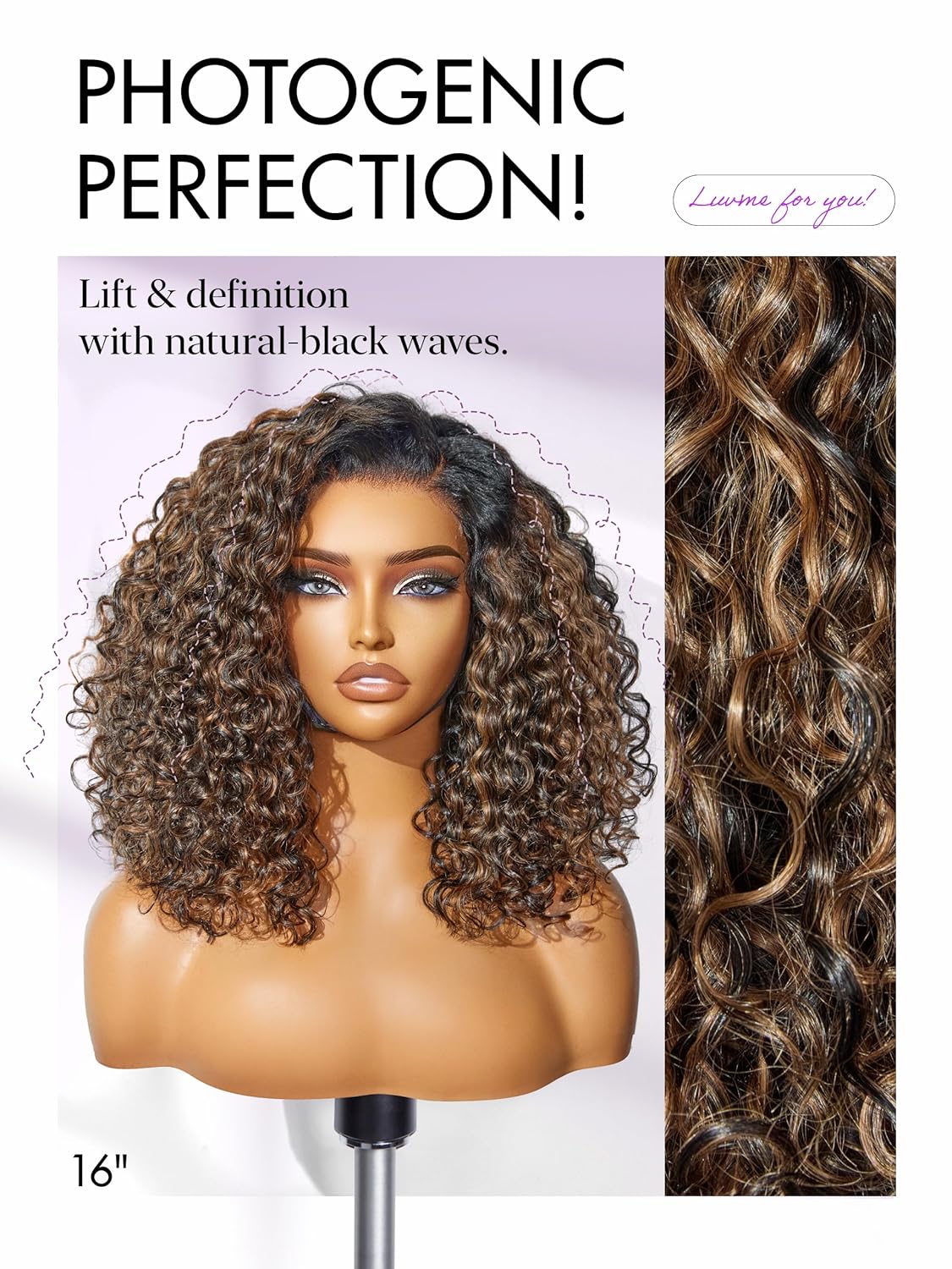LUVME All-Day Comfort 12" Wig Deep Wave Glueless Minimalist HD Lace Human Hair Wig Pre-Cut for Women