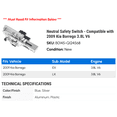 thumbnail image 2 of Neutral Safety Switch - Compatible with 2009 Kia Borrego 3.8L V6, 2 of 2